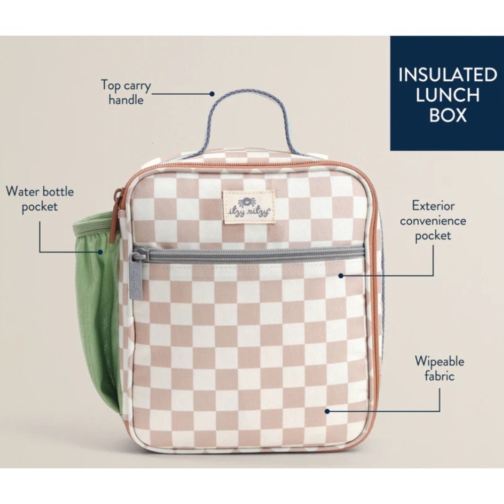 Itzy Ritzy Toddler Checkered Backpack, Lunch Box Bundle Daycare Jr Size - Picture 9 of 11